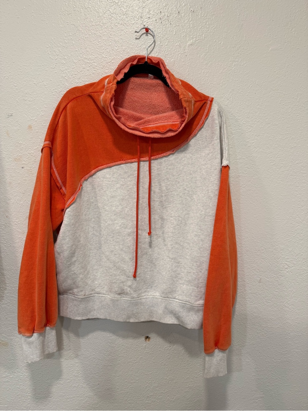 Free People Movement Home Stretch Colorblock Pullover Drawstring orange Combo m
